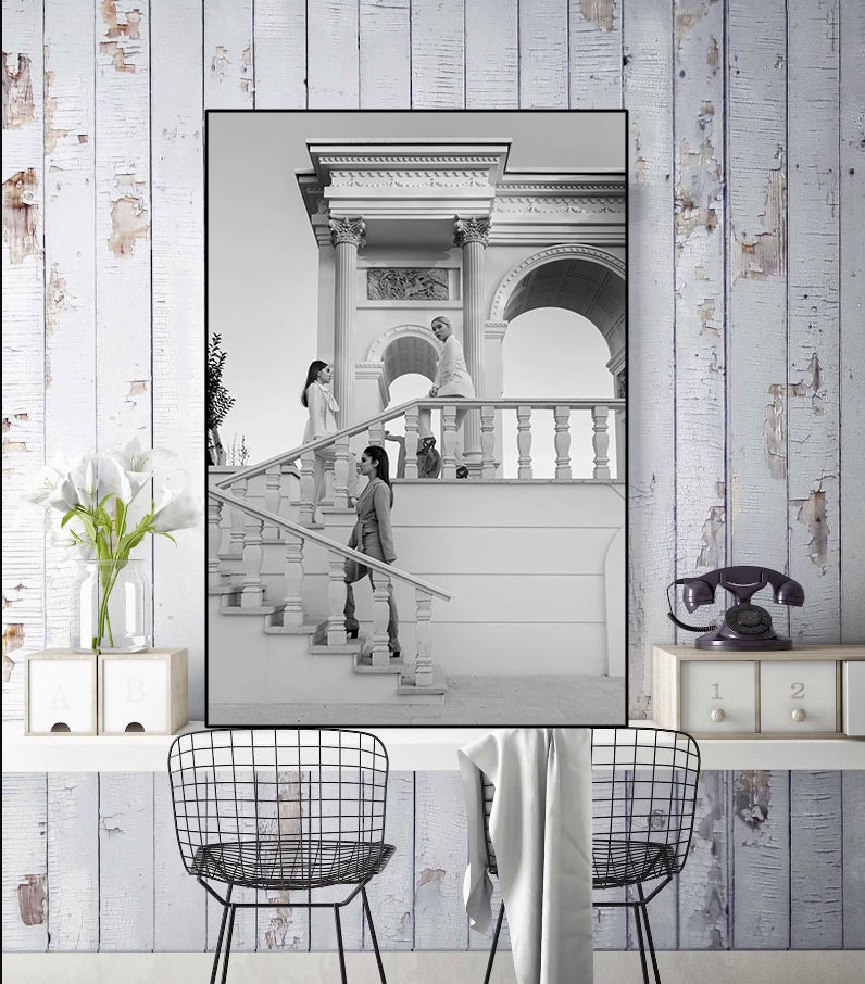 Pine Stretched  Framed 1 Panel - Blank and White