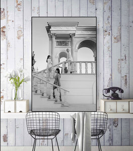 Pine Stretched  Framed 1 Panel - Blank and White