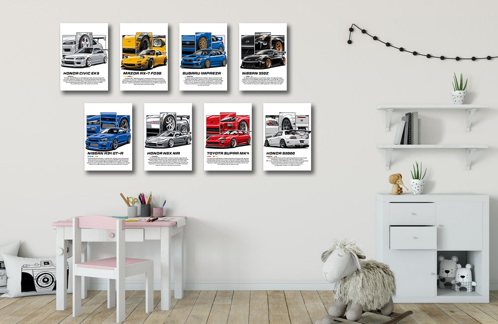 Pine Stretched  Framed 8 Panels - JDM Cars