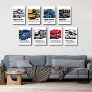 Pine Stretched  Framed 8 Panels - JDM Cars