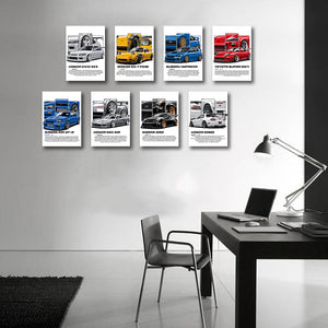 Pine Stretched  Framed 8 Panels - JDM Cars