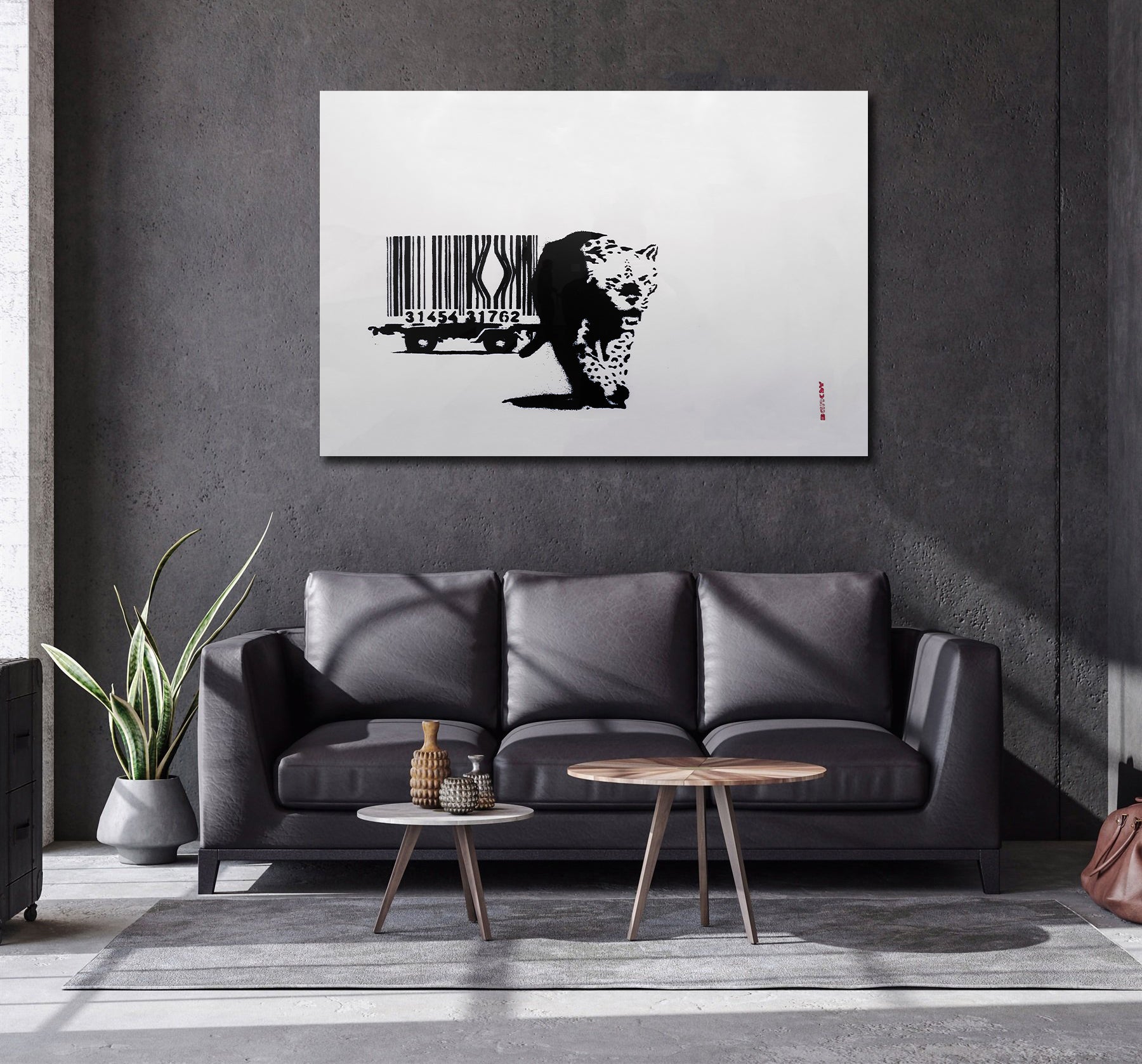 Pine Stretched  Framed 1 Panel - Banksy - Barcode
