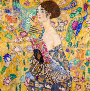 Pine Stretched  Framed 1 Panel - Lady with a Fan - Gustav Klimt