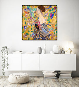 Pine Stretched  Framed 1 Panel - Lady with a Fan - Gustav Klimt