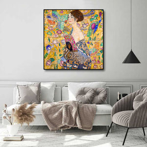 Pine Stretched  Framed 1 Panel - Lady with a Fan - Gustav Klimt