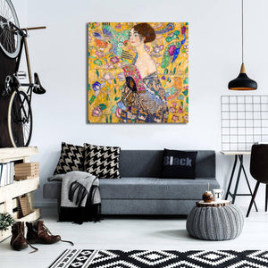 Pine Stretched  Framed 1 Panel - Lady with a Fan - Gustav Klimt
