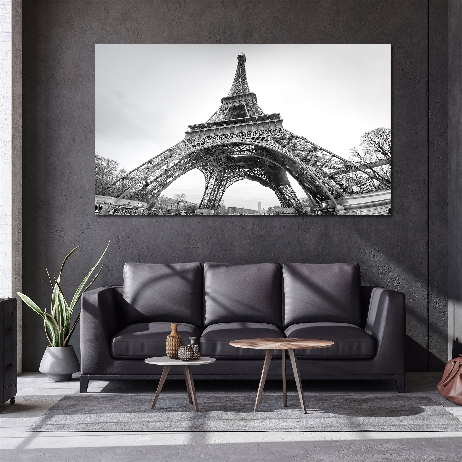 Pine Stretched  Framed 1 Panel - Eiffel Tower