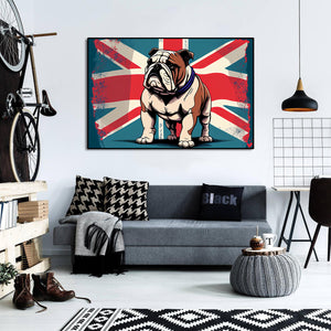 Pine Stretched  Framed 1 Panel - British Bulldog