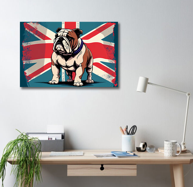 Pine Stretched  Framed 1 Panel - British Bulldog