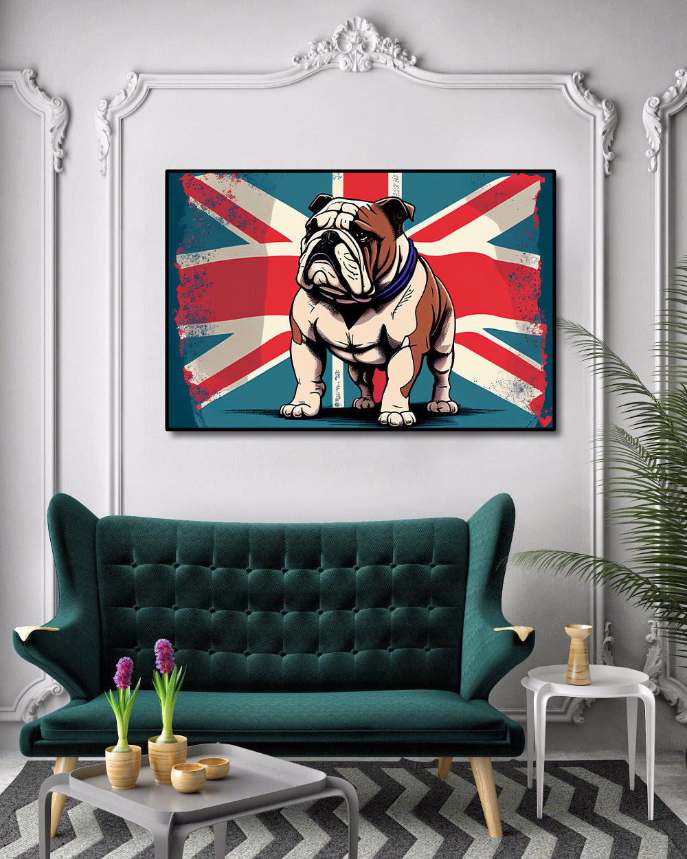 Pine Stretched  Framed 1 Panel - British Bulldog