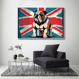 Pine Stretched  Framed 1 Panel - British Bulldog