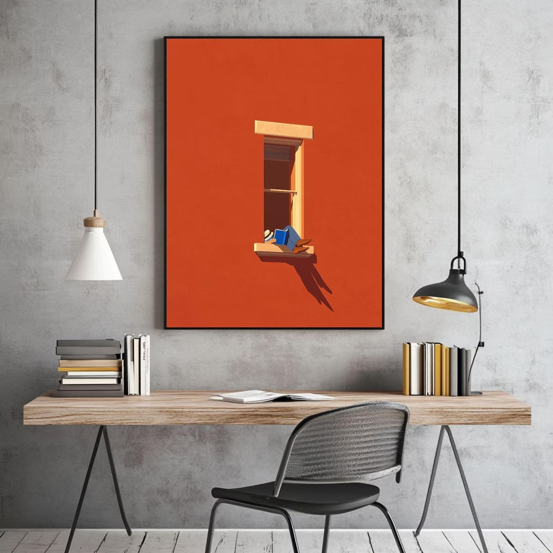 Pine Stretched  Framed 1 Panel - Bold Minimalist - Book Lover
