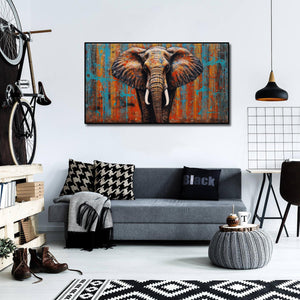 Modern Animal Canvas Wall Art Print Poster | Home Decor | Stretched 1 Panel - Elephant