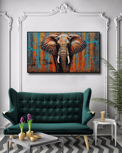 Modern Animal Canvas Wall Art Print Poster | Home Decor | Stretched 1 Panel - Elephant
