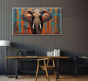Modern Animal Canvas Wall Art Print Poster | Home Decor | Stretched 1 Panel - Elephant