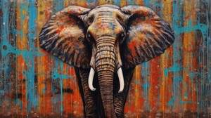 Modern Animal Canvas Wall Art Print Poster | Home Decor | Stretched 1 Panel - Elephant