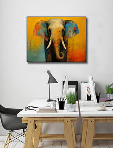 Pine Stretched  Framed 1 Panel - Elephant