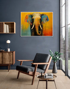 Pine Stretched  Framed 1 Panel - Elephant