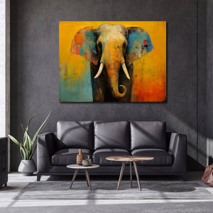 Pine Stretched  Framed 1 Panel - Elephant