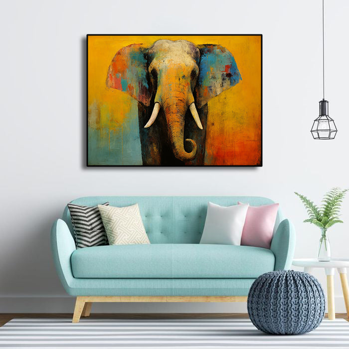 Pine Stretched  Framed 1 Panel - Elephant