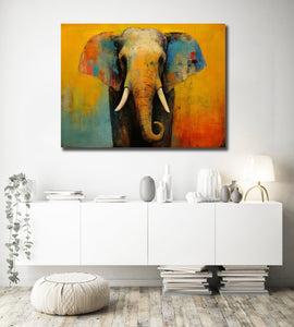 Pine Stretched  Framed 1 Panel - Elephant