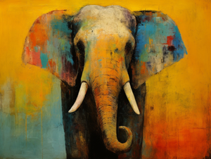 Pine Stretched  Framed 1 Panel - Elephant