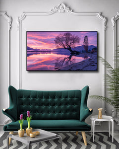 Modern Landscape Canvas Wall Art Print Poster | Home Decor | Stretched 1 Panel - Lake Wanaka at Sunset