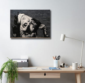 Banksy | Urban Graffiti Canvas Wall Art Print Poster | Home Decor | Stretched 1 Panel Art in Lisbon Rua ViriatoPortugal