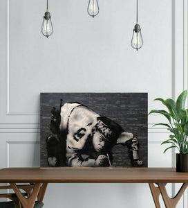 Banksy | Urban Graffiti Canvas Wall Art Print Poster | Home Decor | Stretched 1 Panel Art in Lisbon Rua ViriatoPortugal