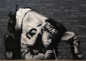 Banksy | Urban Graffiti Canvas Wall Art Print Poster | Home Decor | Stretched 1 Panel Art in Lisbon Rua ViriatoPortugal