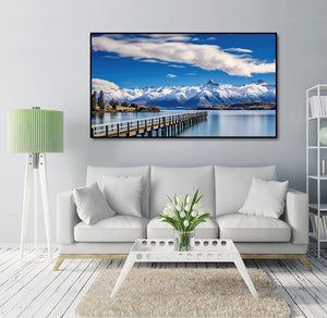 Modern Landscape Canvas Wall Art Print Poster | Home Decor | Stretched 1 Panel - Mountains lake Wanaka