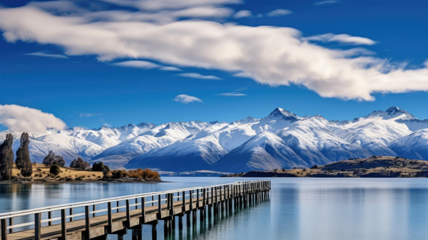 Modern Landscape Canvas Wall Art Print Poster | Home Decor | Stretched 1 Panel - Mountains lake Wanaka