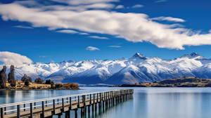 Modern Landscape Canvas Wall Art Print Poster | Home Decor | Stretched 1 Panel - Mountains lake Wanaka