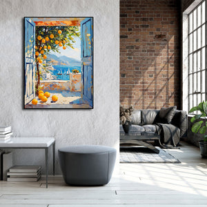 Pine Stretched  Framed 1 Panel - Patio Doors Greece, Greek Islands
