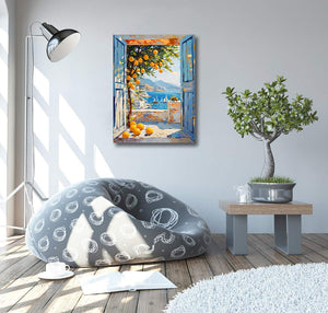 Pine Stretched  Framed 1 Panel - Patio Doors Greece, Greek Islands