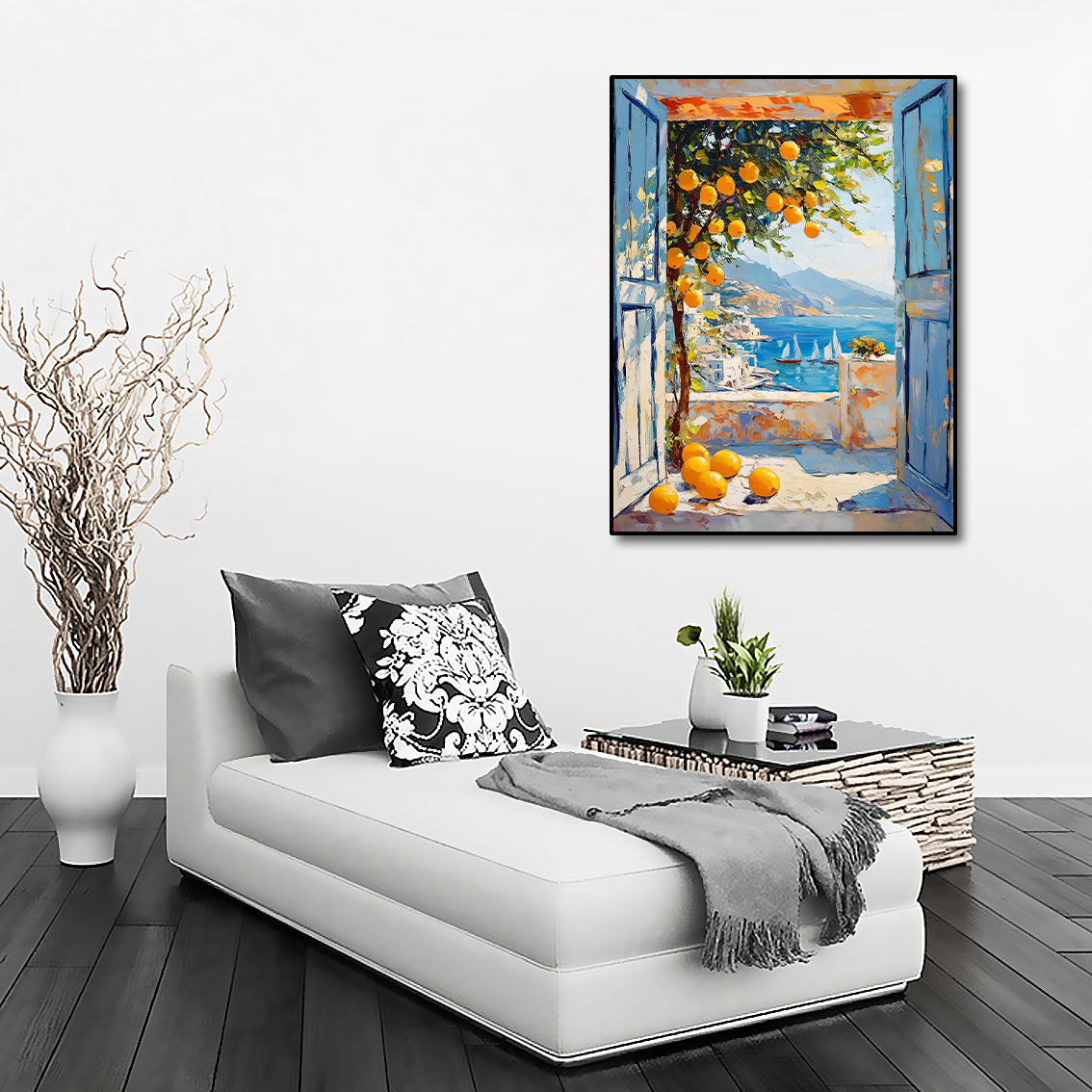 Pine Stretched  Framed 1 Panel - Patio Doors Greece, Greek Islands