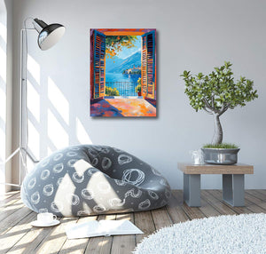 Pine Stretched  Framed 1 Panel - Patio Doors Italy, Alps, Milan, Lake Como