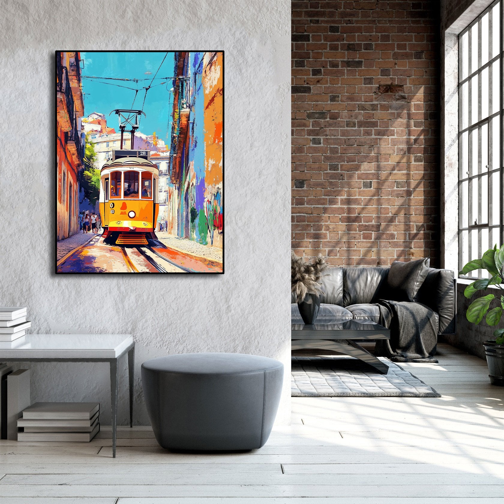 Pine Stretched  Framed 1 Panel - Featuring the Famous 28 Tram