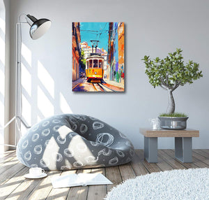 Pine Stretched  Framed 1 Panel - Featuring the Famous 28 Tram