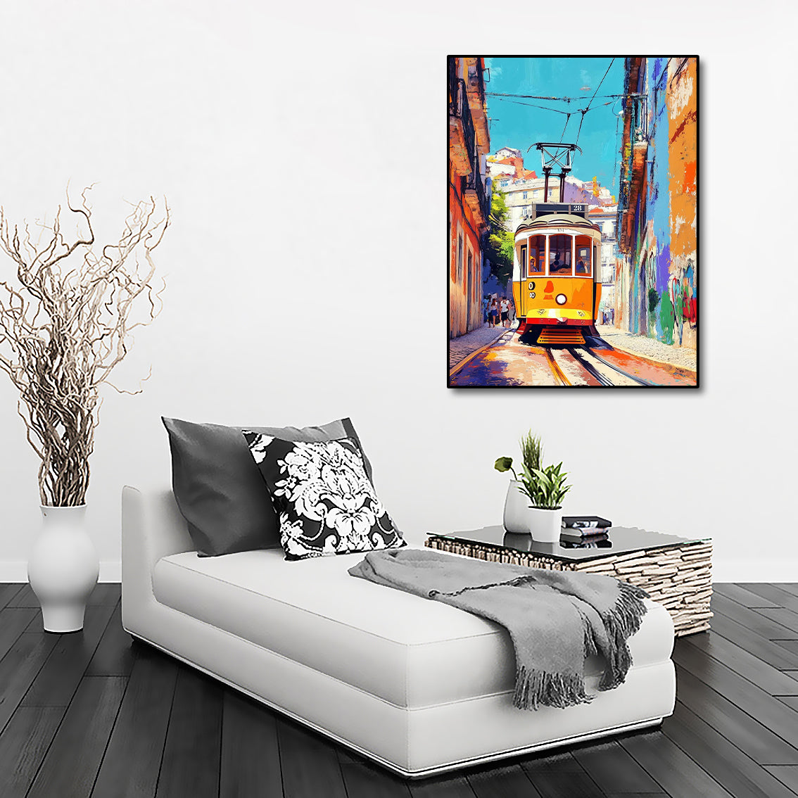 Pine Stretched  Framed 1 Panel - Featuring the Famous 28 Tram