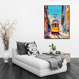 Pine Stretched  Framed 1 Panel - Featuring the Famous 28 Tram