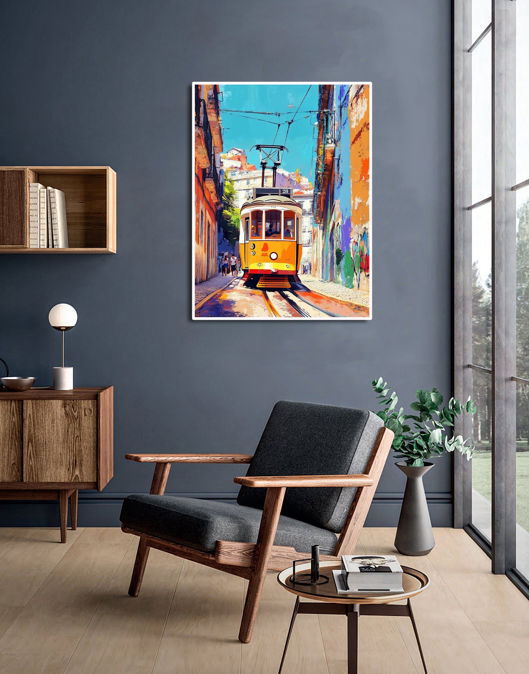 Pine Stretched  Framed 1 Panel - Featuring the Famous 28 Tram