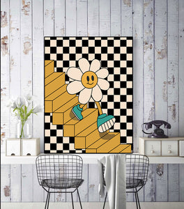 Modern Botanical Canvas Wall Art Print Poster | Home Decor | Stretched 1 Panel - Flower