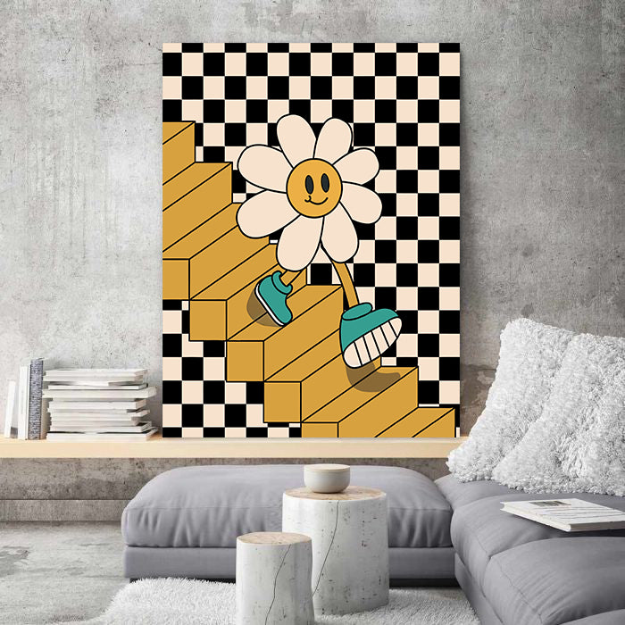 Modern Botanical Canvas Wall Art Print Poster | Home Decor | Stretched 1 Panel - Flower