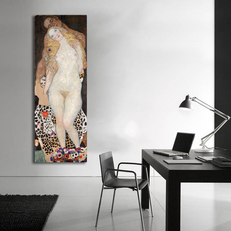Pine Stretched  Framed 1 Panel - Adam and Eve by Gustav Klimt