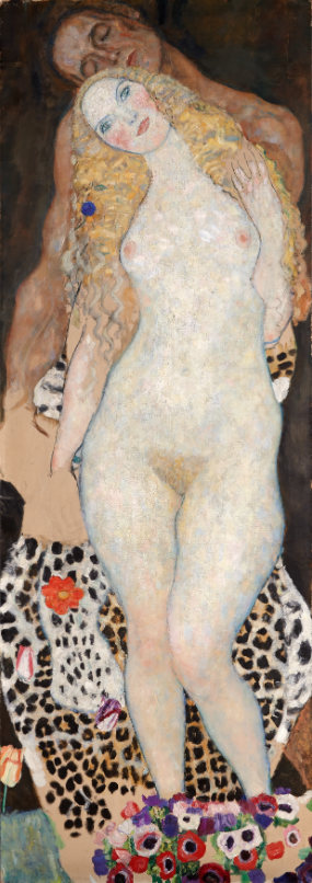 Pine Stretched  Framed 1 Panel - Adam and Eve by Gustav Klimt