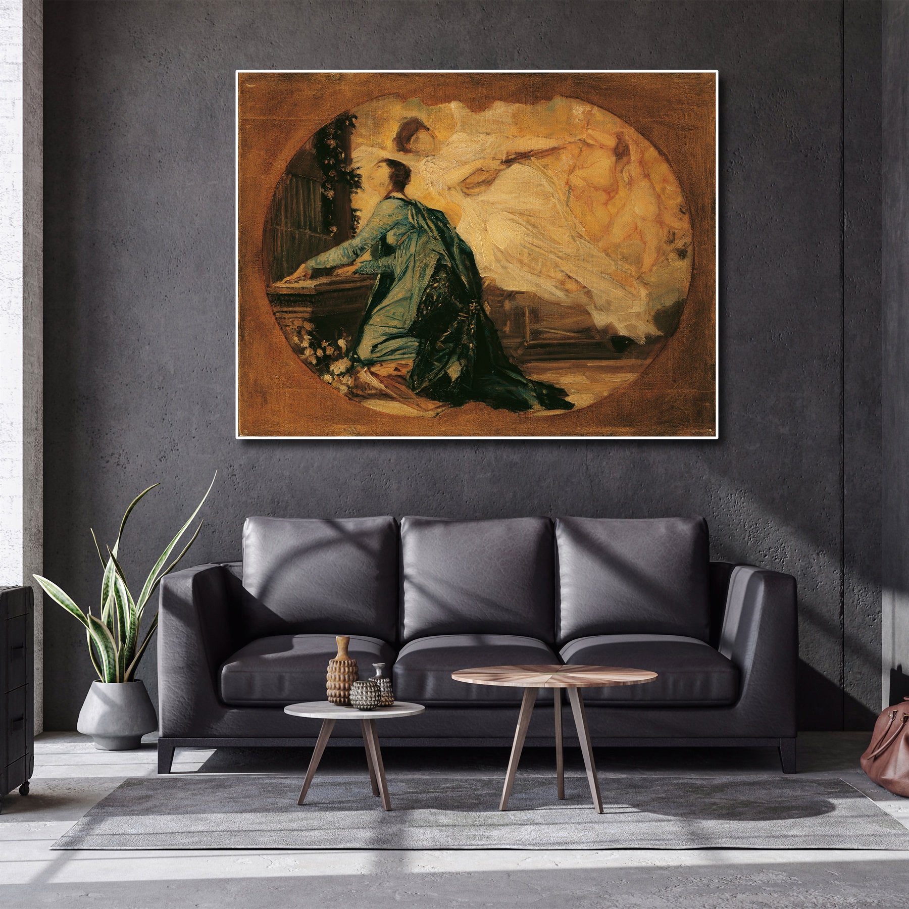 Pine Stretched  Framed 1 Panel - Allegory of Sacred Music by Gustav Klimt