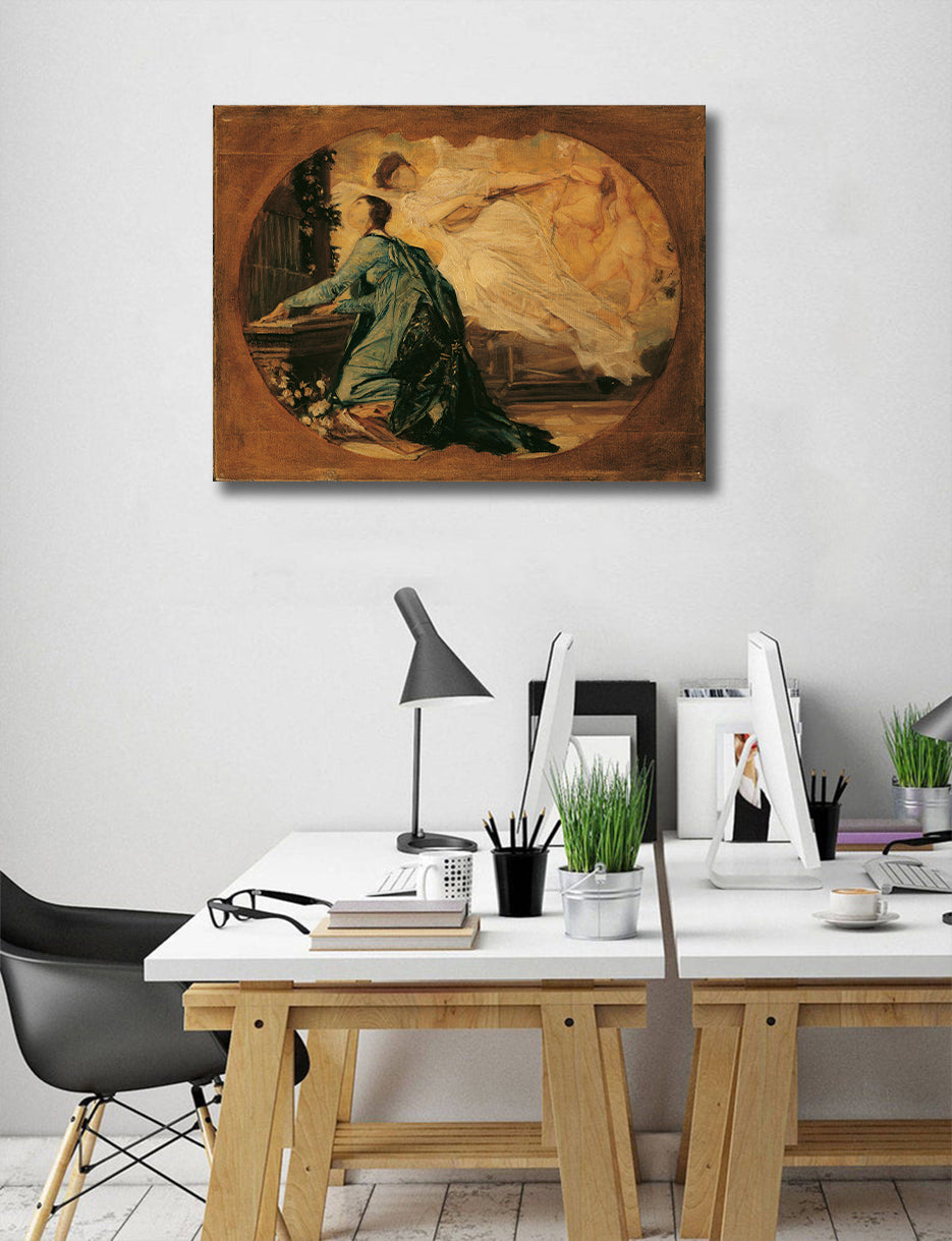 Pine Stretched  Framed 1 Panel - Allegory of Sacred Music by Gustav Klimt