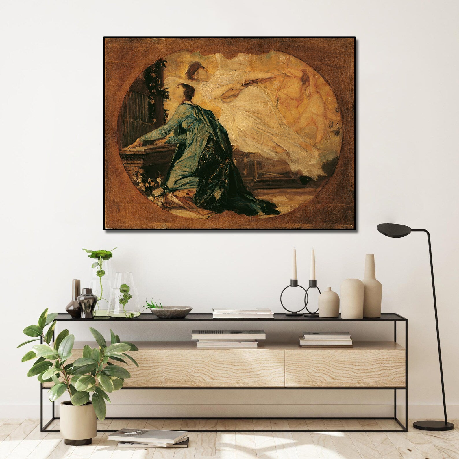 Pine Stretched  Framed 1 Panel - Allegory of Sacred Music by Gustav Klimt