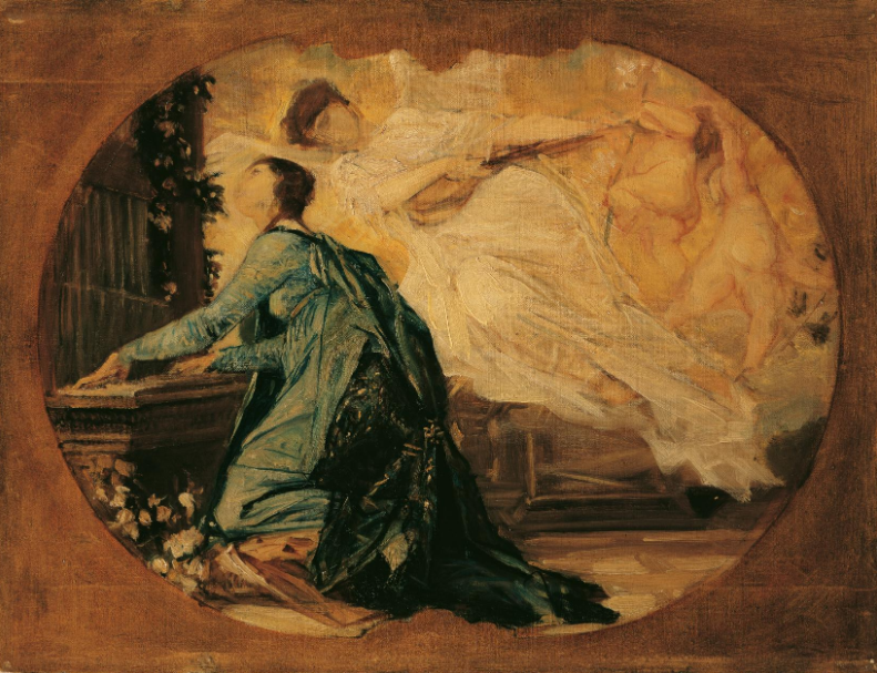 Pine Stretched  Framed 1 Panel - Allegory of Sacred Music by Gustav Klimt